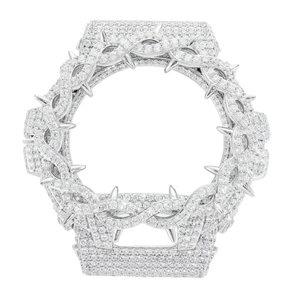 Barbed Wire Iced Out Moissanite 925 Silver Watch Case for DW6900 TQW0037