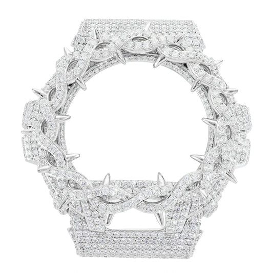 Barbed Wire Iced Out Moissanite 925 Silver Watch Case for DW6900 TQW0037