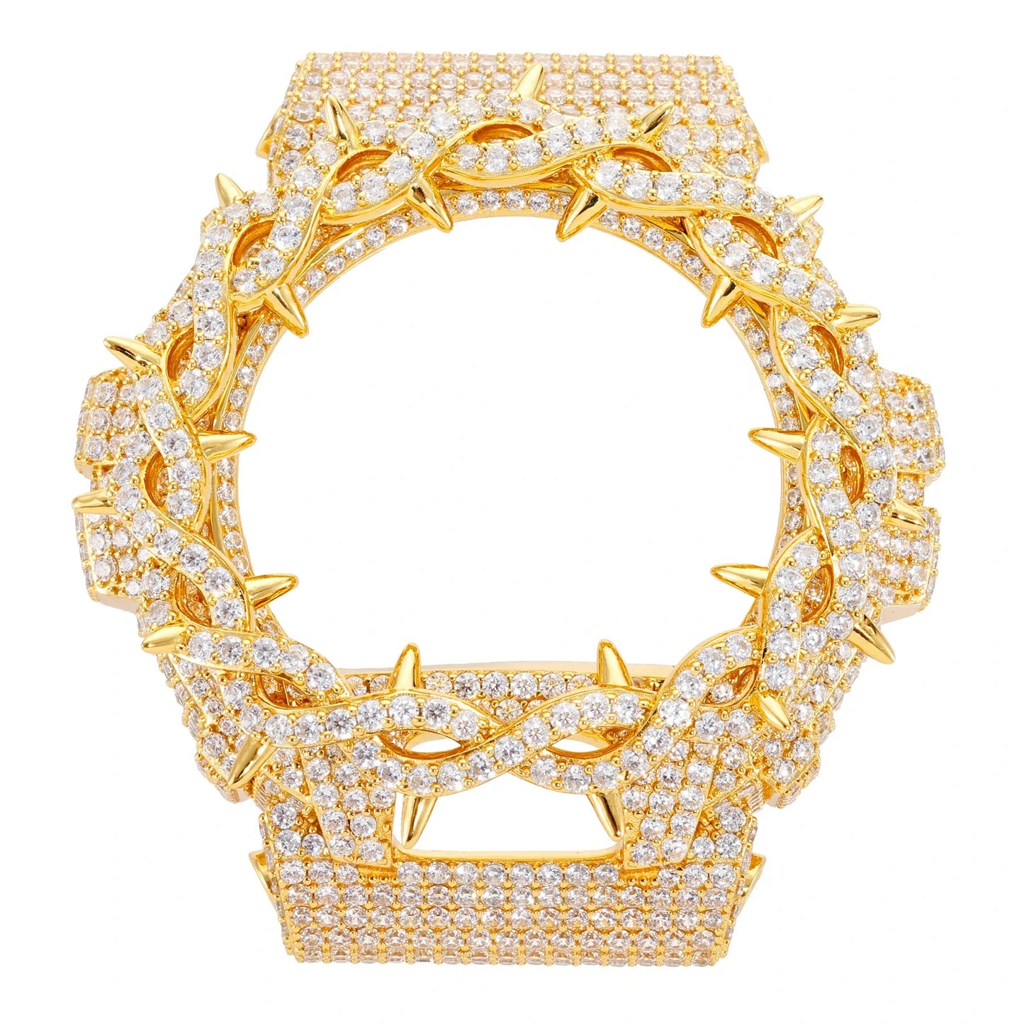 Barbed Wire Iced Out Moissanite 925 Silver Watch Case for DW6900 TQW0037
