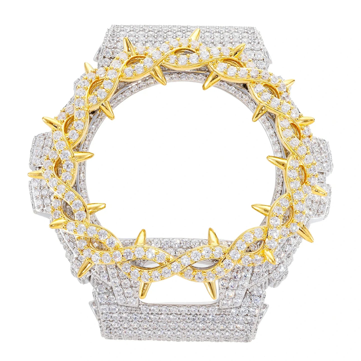 Barbed Wire Iced Out Moissanite 925 Silver Watch Case for DW6900 TQW0037