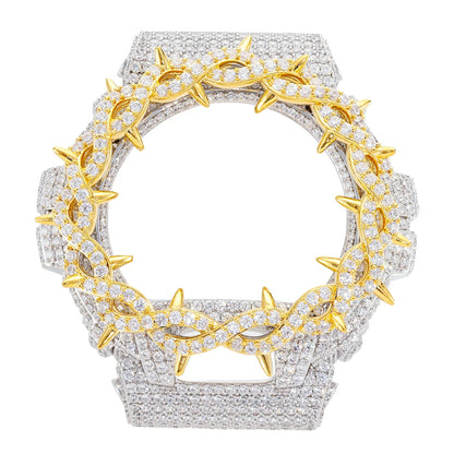 Barbed Wire Iced Out Moissanite 925 Silver Watch Case for DW6900 TQW0037