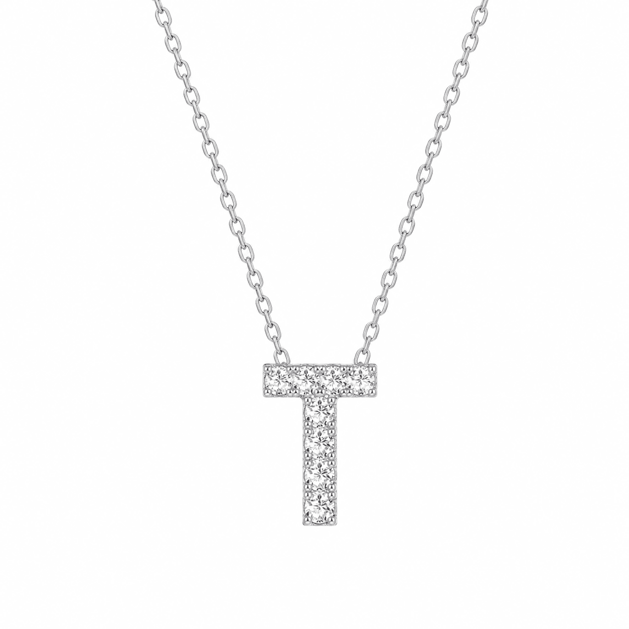 Petite Moissanite Initial Necklace A to Z TQP0398