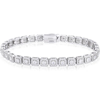 925 Silver Moissanite Square Halo Tennis Bracelet TQB0242
