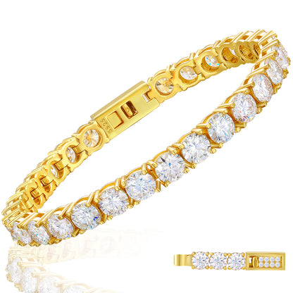 925 Silver Moissanite Gold Finish Tennis Bracelet 3mm 4mm 5mm TQB0304