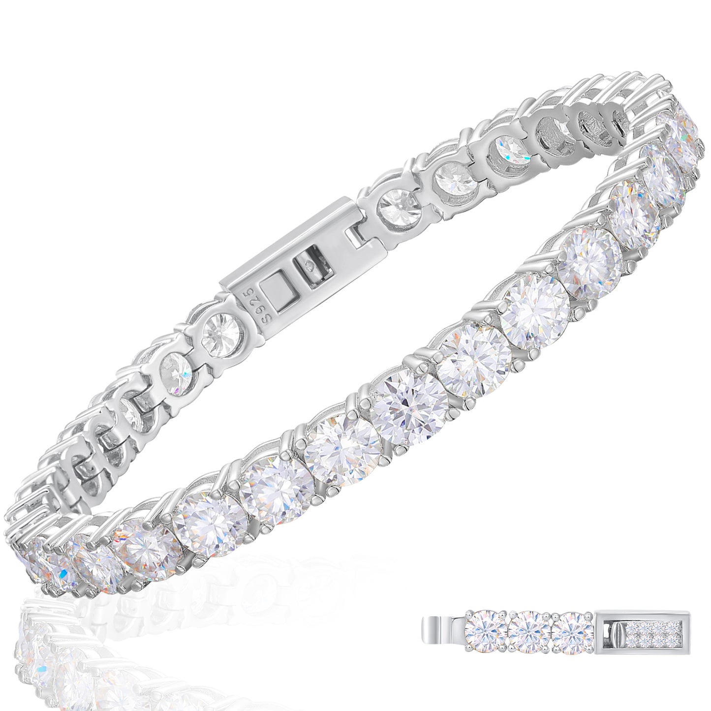 925 Silver Moissanite Gold Finish Tennis Bracelet 3mm 4mm 5mm TQB0304