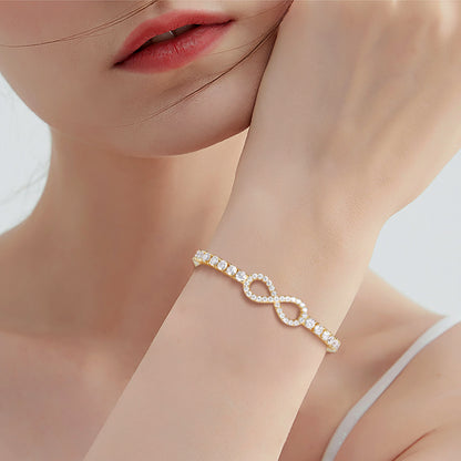 925 Silver Moissanite Infinity Adjustable Tennis Bracelet for Women TQB0330