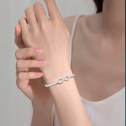 925 Silver Moissanite Infinity Adjustable Tennis Bracelet for Women TQB0330