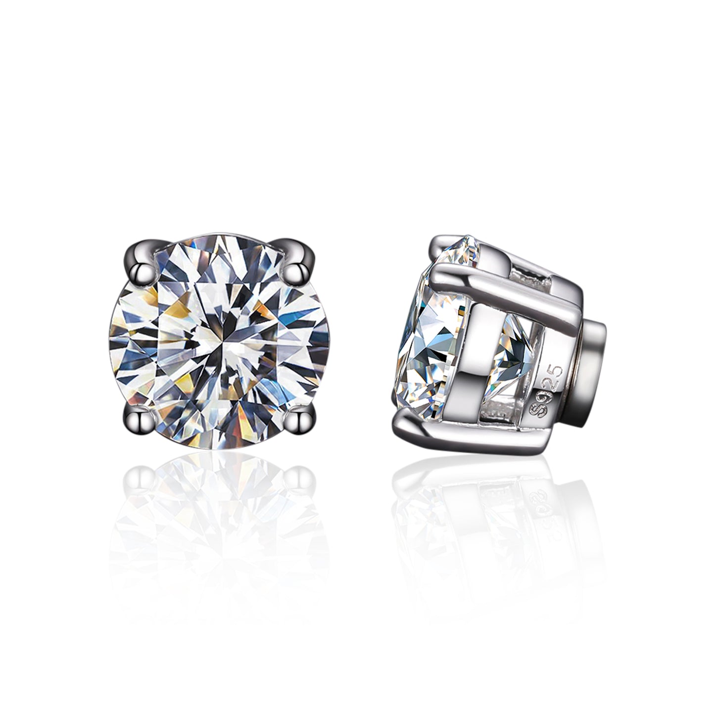925 Silver Moissanite Round Cut Magnetic Stud Earrings TQE0206