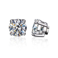 925 Silver Moissanite Round Cut Magnetic Stud Earrings TQE0206