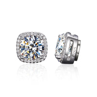 925 Silver Moissanite Square Cushion Halo Stud Earrings TQE0207