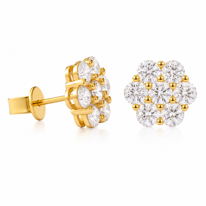 925 Silver Moissanite Seven Stone Floral Cluster Stud Earrings TQE0266