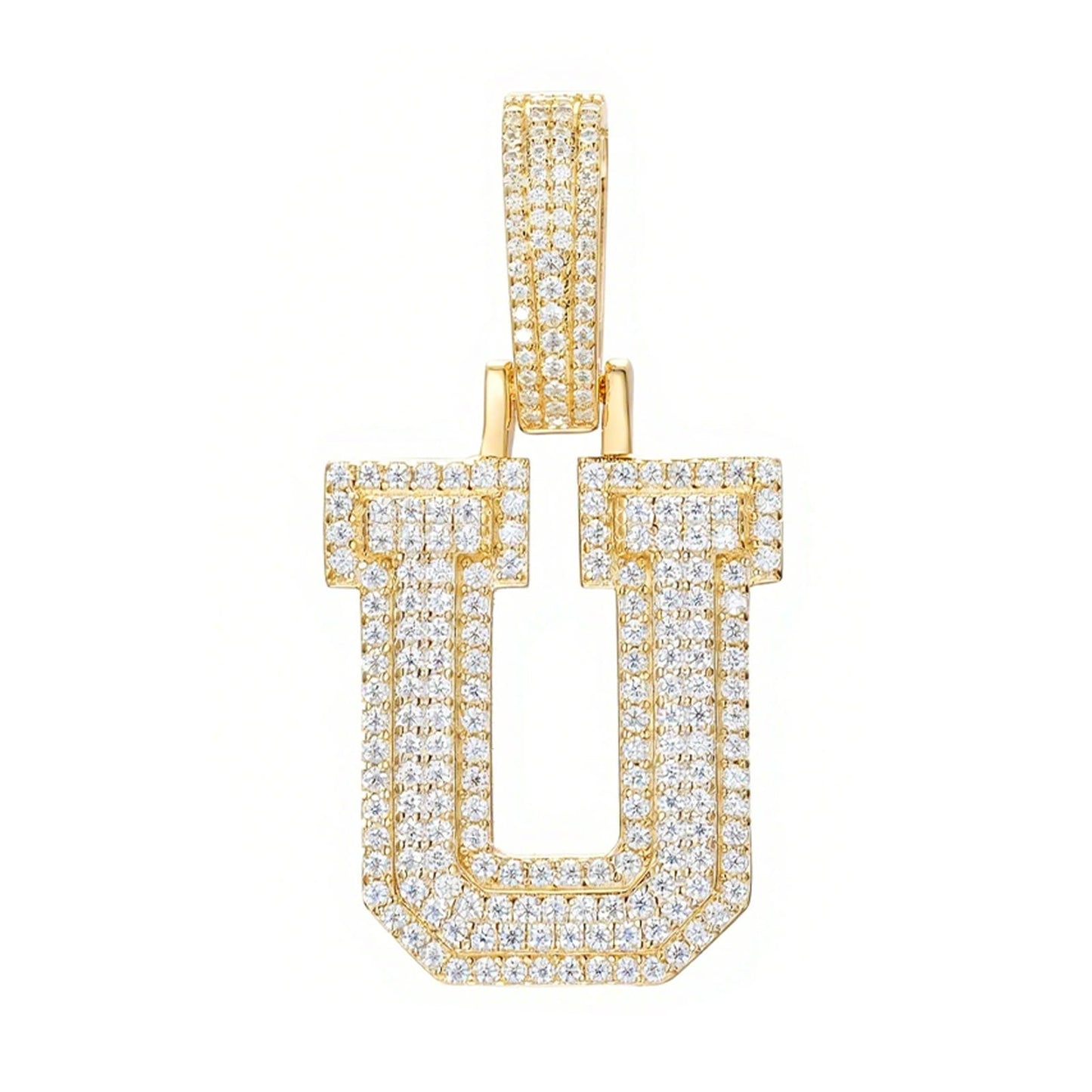 925 Silver Moissanite Iced Out Personalized A to Z Initial Pendant TQP0622
