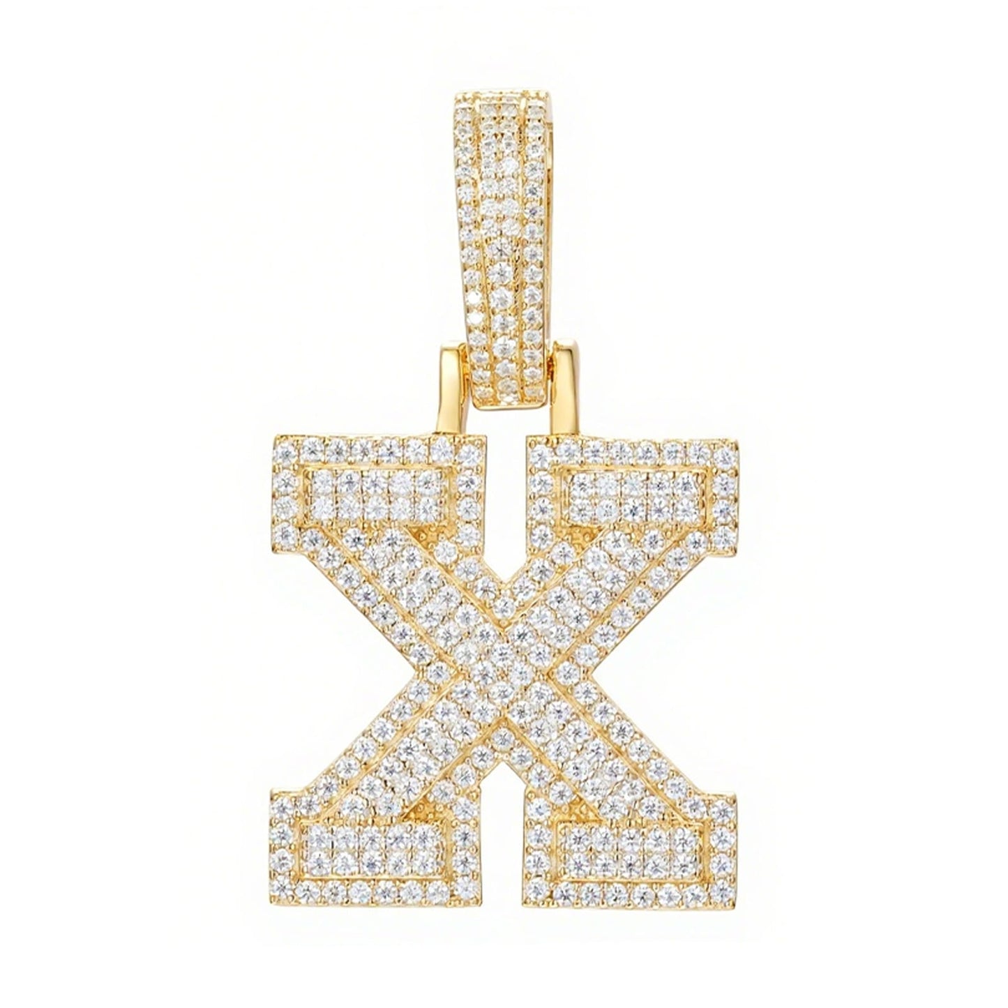 925 Silver Moissanite Iced Out Personalized A to Z Initial Pendant TQP0622