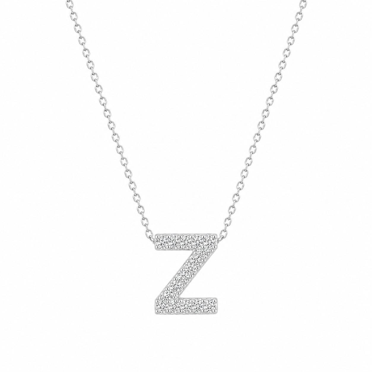 Petite Moissanite Initial Necklace A to Z TQP0398