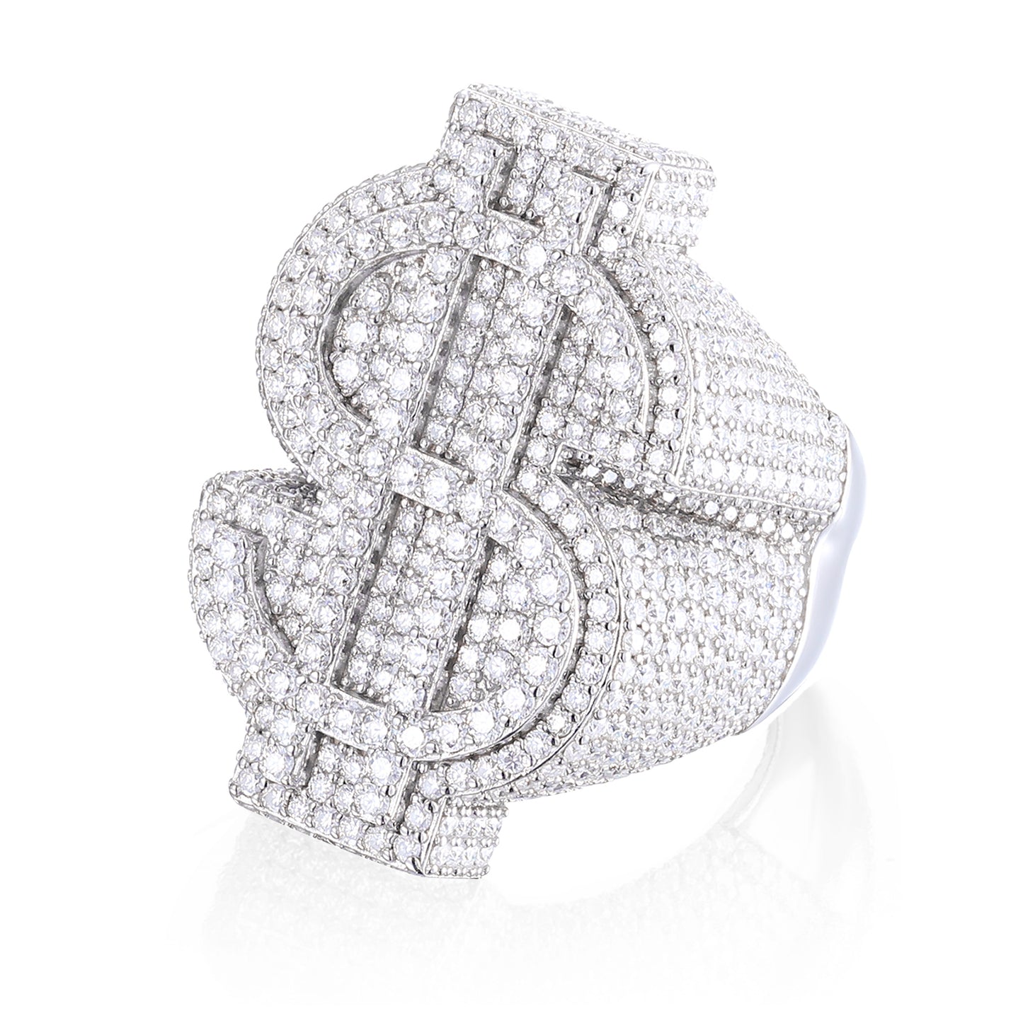 925 Silver Moissanite Dollar Sign Statement Ring for Men TQR0066