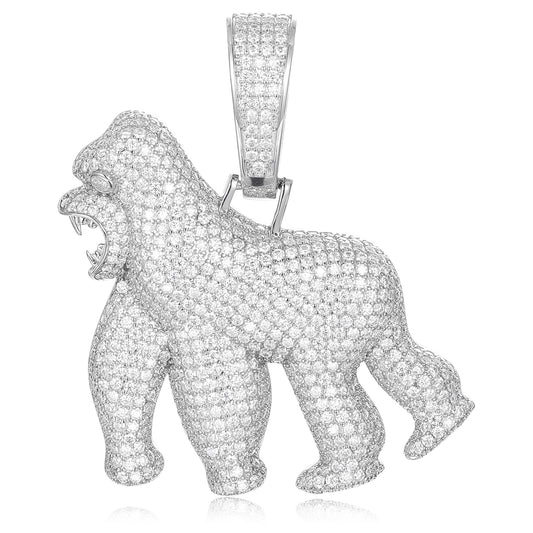 925 Silver Moissanite Iced Out Gorilla Pendant TQP0194