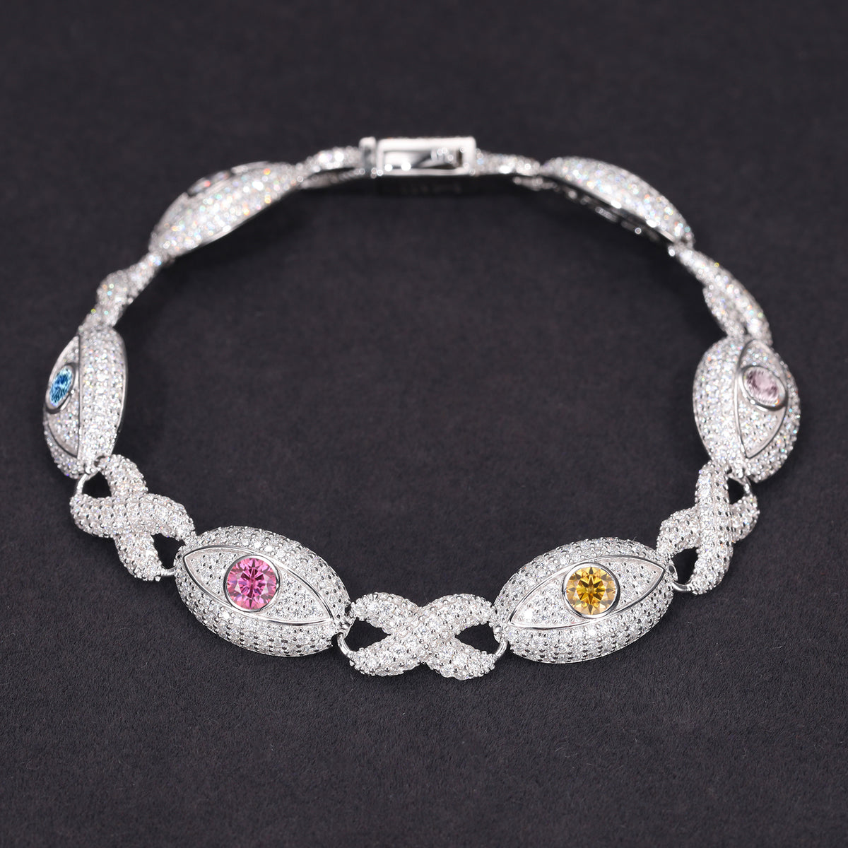 925 Silver Moissanite Eye Link Bracelet TQB0231
