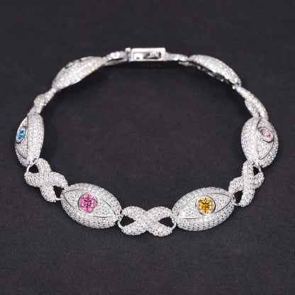 925 Silver Moissanite Eye Link Bracelet TQB0231