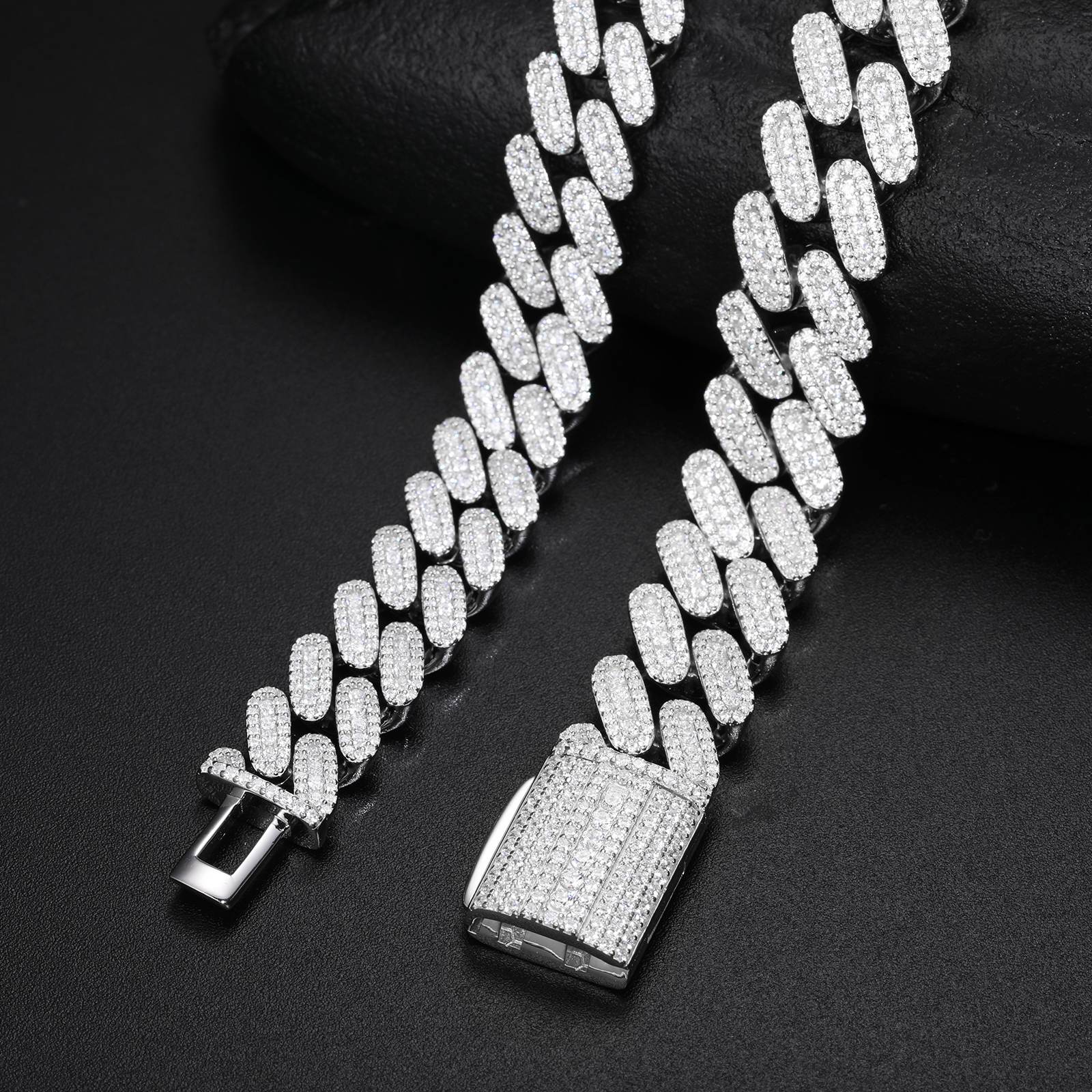 12mm S925 3 Rows Iced Cuban Link Chain - TUHE Jewelry