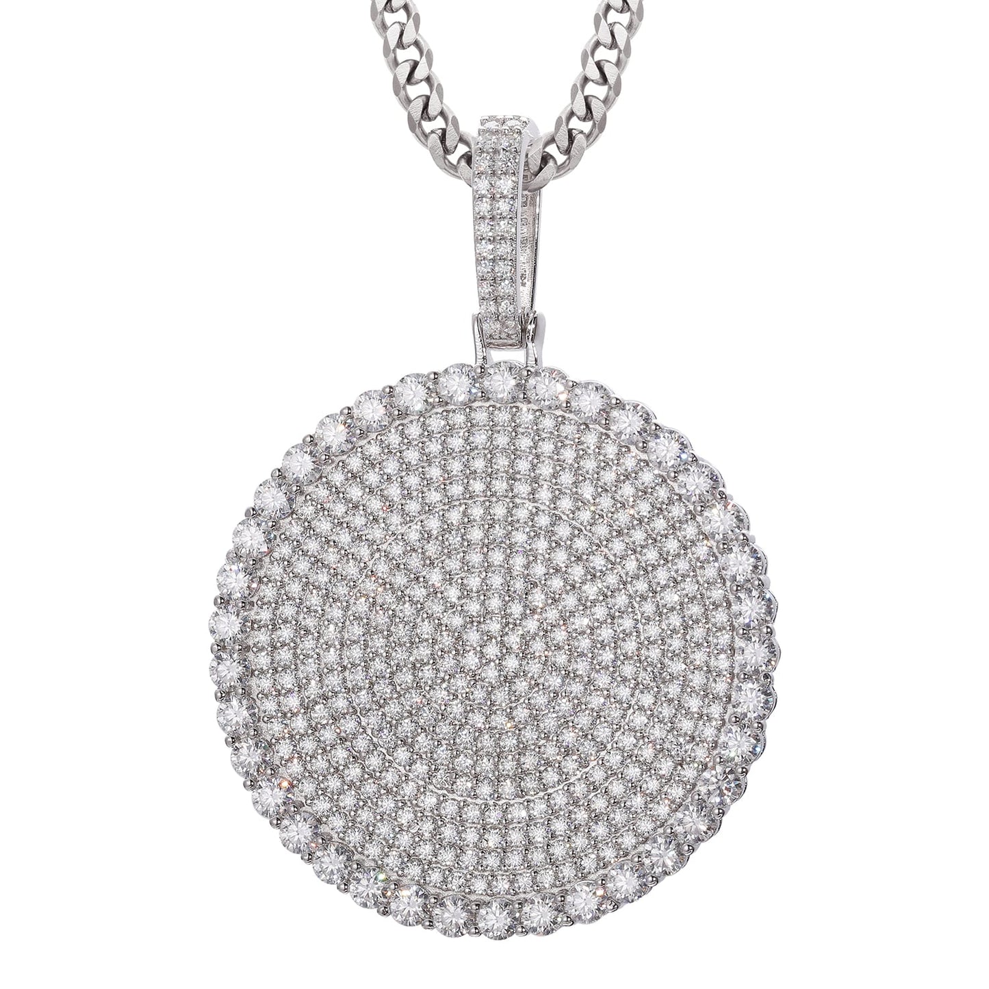 925 Silver Moissanite Iced Out Dog Tag Pendant TQP0159