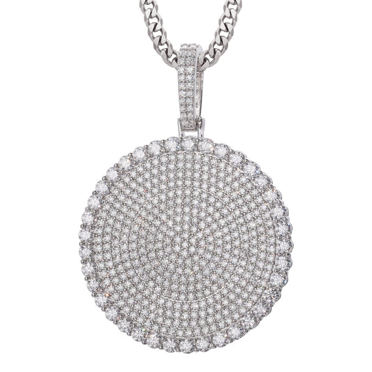 925 Silver Moissanite Iced Out Dog Tag Pendant TQP0159