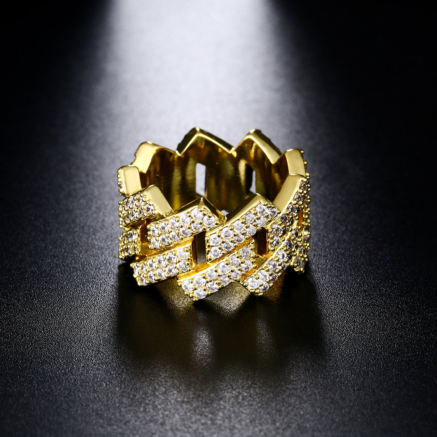 925 Silver Moissanite Cuban Link Ring TQR0043