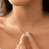 Petite Moissanite Initial Necklace A to Z TQP0398