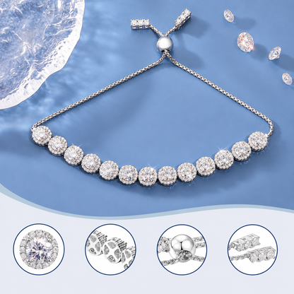925 Silver Moissanite Gold Finish Adjustable Tennis Bracelet 3.5mm 5mm for Women TQB0332