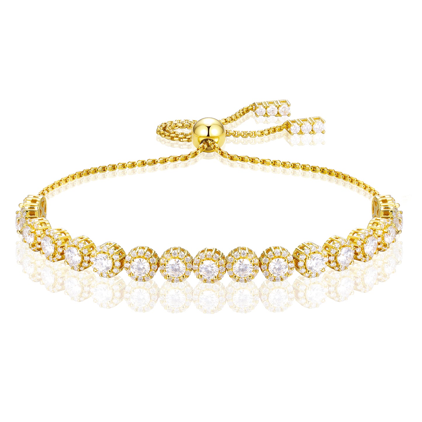 925 Silver Moissanite Gold Finish Adjustable Tennis Bracelet 3.5mm 5mm for Women TQB0332