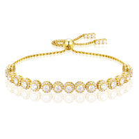 925 Silver Moissanite Gold Finish Adjustable Tennis Bracelet 3.5mm 5mm for Women TQB0332