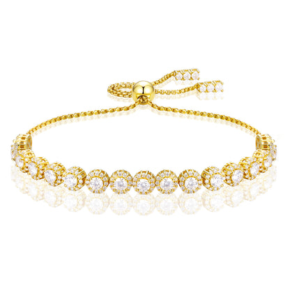 925 Silver Moissanite Gold Finish Adjustable Tennis Bracelet 3.5mm 5mm for Women TQB0332