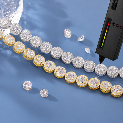 925 Silver Moissanite Gold Finish Adjustable Tennis Bracelet 3.5mm 5mm for Women TQB0332